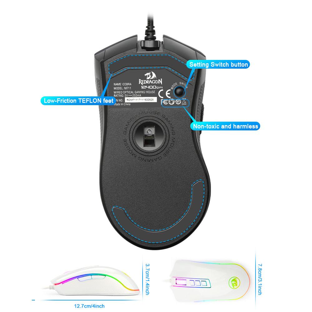 REDRAGON COBRA M711 RGB USB Wired Gaming Mouse 12400 DPI 9 buttons mice Programmable ergonomic for Computer PC Laptop