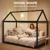 Single Bed Frame, House-Scandinavian-Style Wooden Bed Frame for 90W x 190D cm Mattress, Black