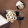Elegant Korean 3D Camellia Zircon Wristband Bracelet - Pure Copper Women's Jewelry