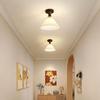 Nordic Wood Ceiling Lamp with Pleated Fabric Shade Indoor Lighting Farmhouse Semi Flush Mount Ceiling Light Fixture Vintage Close to Ceiling Light