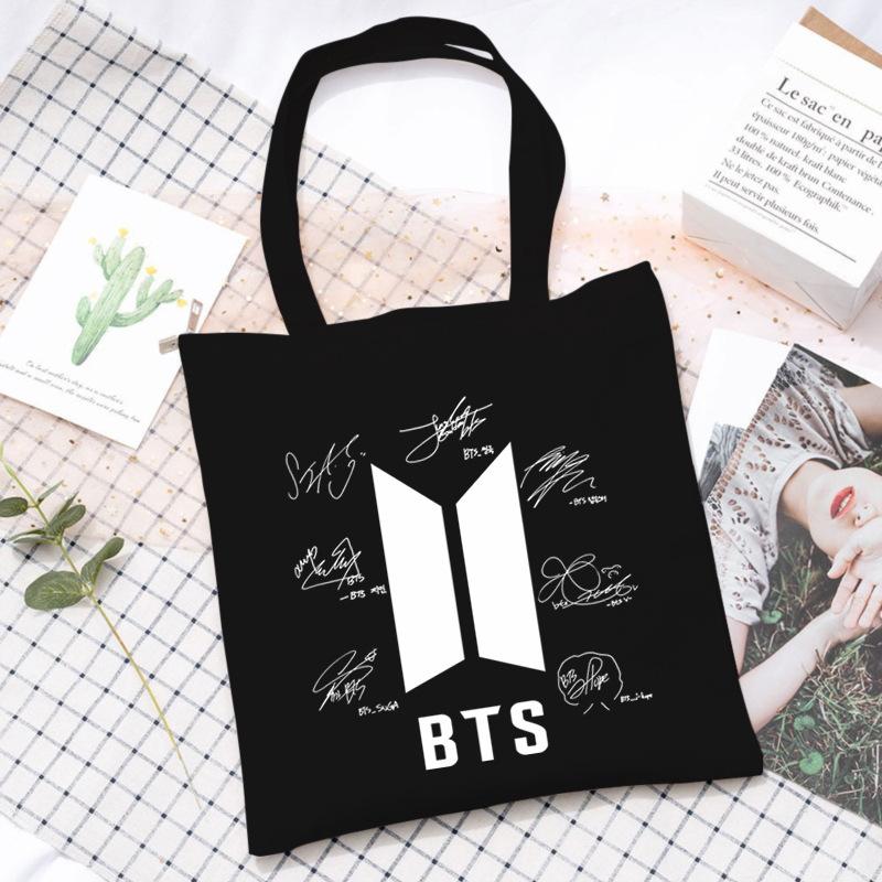 Korean Style Printed Canvas Tote Bag for Women Men Large Capacity Commuter Shoulder Handbag Fashionable Daily Outing Purse KTB