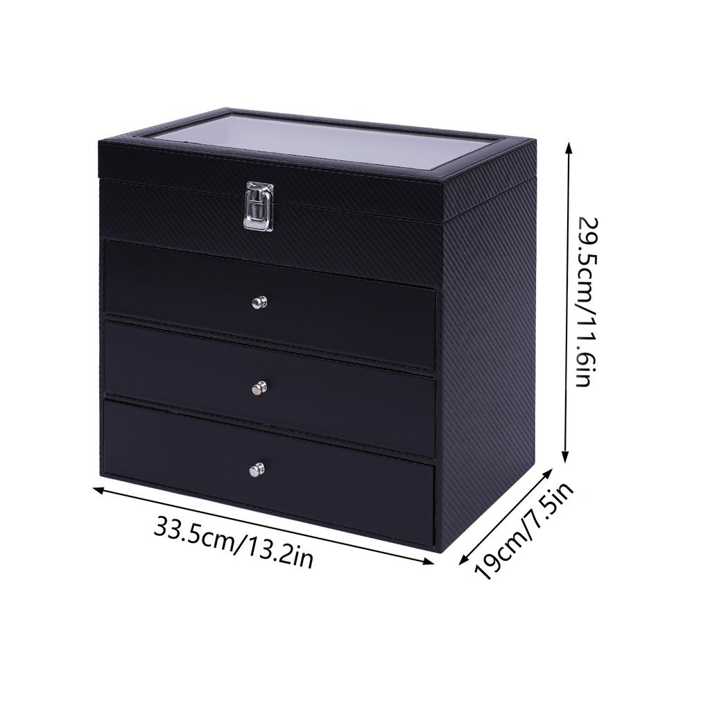 Large Capacity Sunglasses Box – 4-Tier Glasses Storage Organizer with 24 Compartments and Full Pull-out Drawers