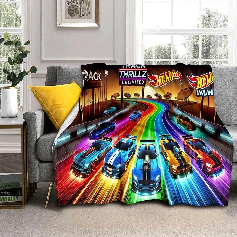 

2025 New new H-Hot Wheels Racing Car Cartoon Flannel Blanket,Soft Throw Blanket for Home Bedroom Bed Sofa Travel Cover Kid Gift 100x150cm