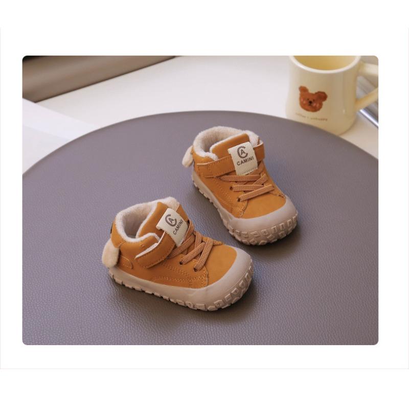 Baby Boys' Fleece-Lined Winter Shoes, Children's Warm Soft-Sole Anti-Slip Infant Footwear, Lightly Insulated Boys' Walking Shoes.