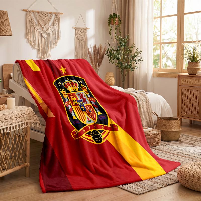 Spain National Football Team Print Flannel Blanket Soft Warm Sofa Bed Throw Blanket For Home Office Bedroom