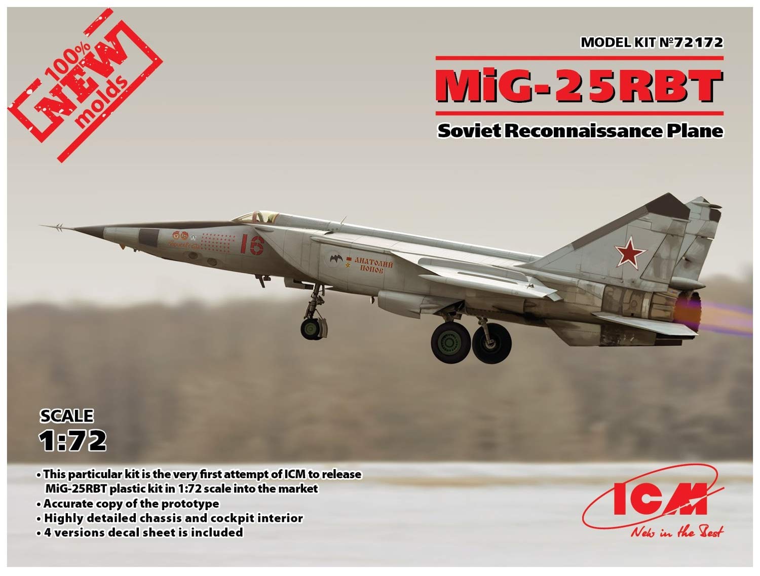 

Пластиковая модель истребителя МиГ РБТ армии Советского Союза ICM 72172 1/72 МиГ-25