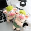 Adorable Animal Keychain Funny Green Hair Plush Animals Angry Pig Doll Pendant Car Backpack Decoration Soft Stuffed Toy Gift