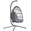 Hanging Egg Chair, Stand, Folding Basket, Cushion, Headrest, 150 Kg Load, Grey