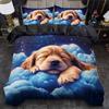 Cucciolo che dorme Set Biancheria da Letto Nuvola Amanti dei Cani Copripiumino in Piuma Matrimoniale King Matrimoniale Federa 2/3 Regalo Morbido Decorazione Camera da Letto