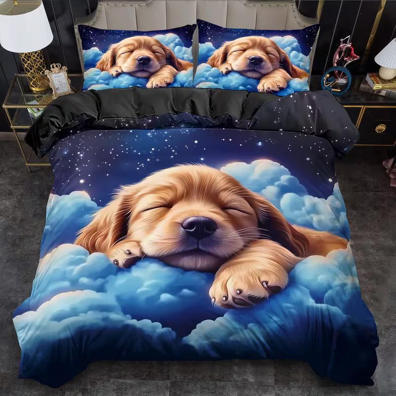 

Sleeping Puppy Cloud Bedding Set Dog Lovers Down Duvet Cover Queen King Double Duvet Cover Pillowcase 2/3 Gift Soft Bedroom Decoration EU Single 135x200cm