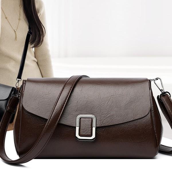 New Fashion Soft Leather Shoulder Bag for Women, Vintage Style Small Square Handbag, Casual Commuting Crossbody Bag for Daily Use