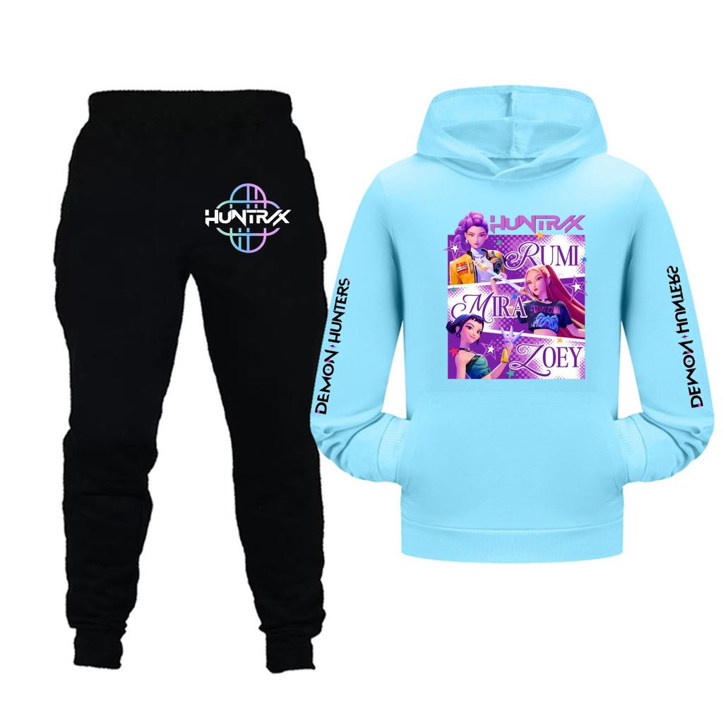 Barn Flickor Långärmad Huvtröja och Byxor Set För Småbarn och Stora Barn 2 Delar Outfits