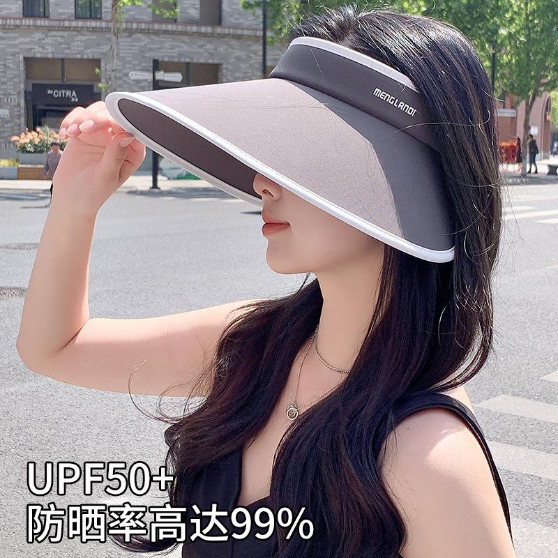 UPF + new big eaves empty top sunscreen hat women's UV protection face small sun hat cycling face cover sun hat