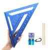 12 Inch Blue Aluminum Alloy Metric Imperial Scale Triangle Ruler Set with Stair Gauges Angle Square Durabled Woodworking Carpentry Tools Accessories