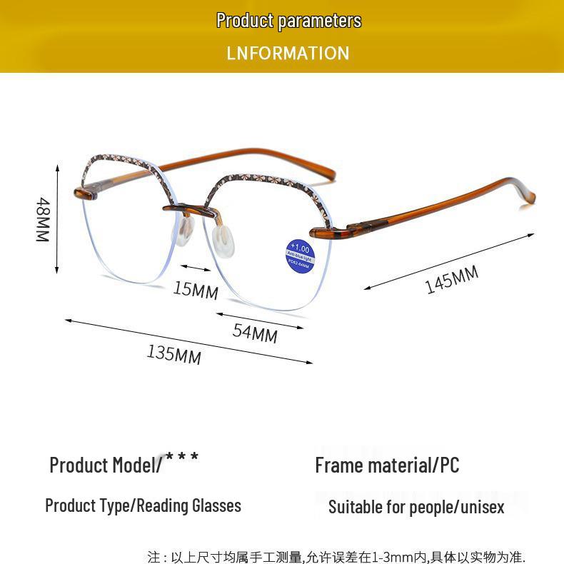 Versatile TR90 Rimless Anti-Blue Light Reading Glasses