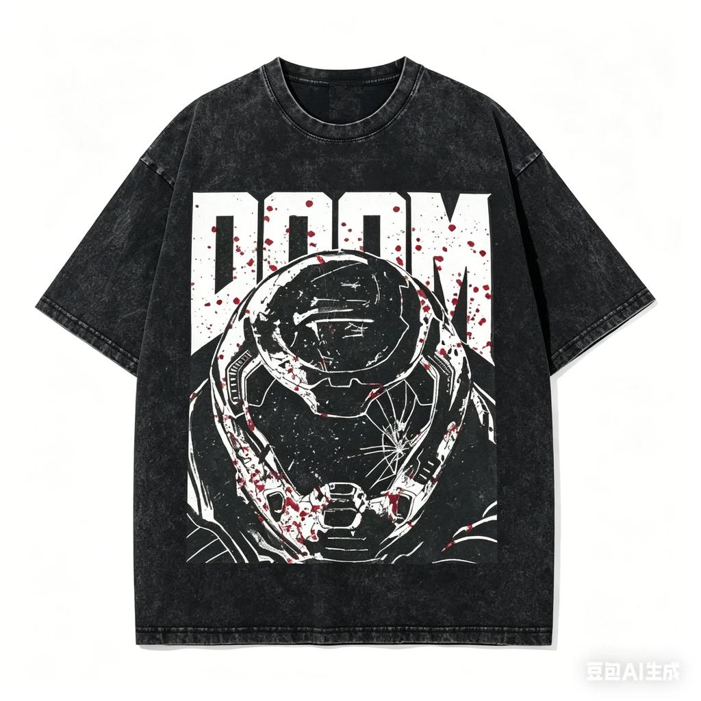 DOOM Anime Lover Washed T-shirt Year round clothing personality Clothes Plus Size Unisex Streetwear high quality hot product tee