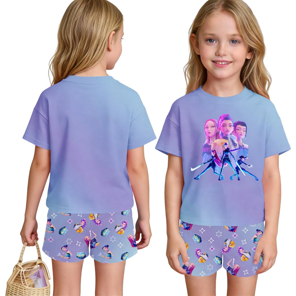 Children's Casual Short Sleeve And Shorts Letter Print Set