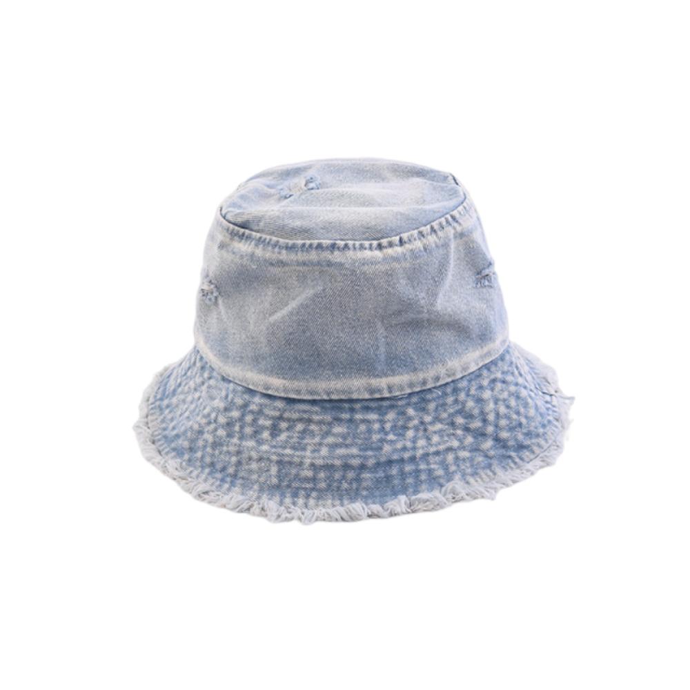 Washed Denim Denim Bucket Hat Large Brim Sun Protection Hat Personalized Basin Hat  Beach