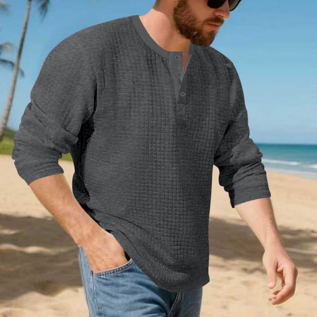 Men's Vintage Long Sleeve T-Shirt | Loose Fit Thermal Base Layer For Casual & Layering