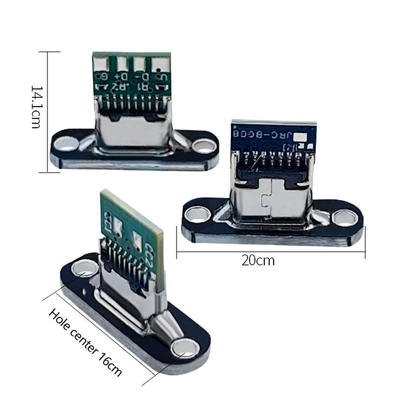 5Pcs Usb 3.1 Type C Socket With Screw Fixing Plate Type-C Usb Jack 3.1 Type-C 2Pin 4Pin Female Connector Jack Charging Port