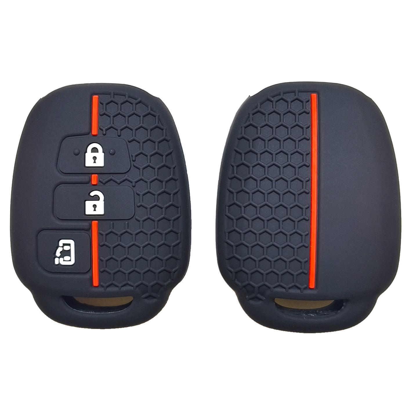 Suitable for Toyota imported Prado Hiace 2700 Camry overbearing straight 3-button silicone key cover honeycomb style