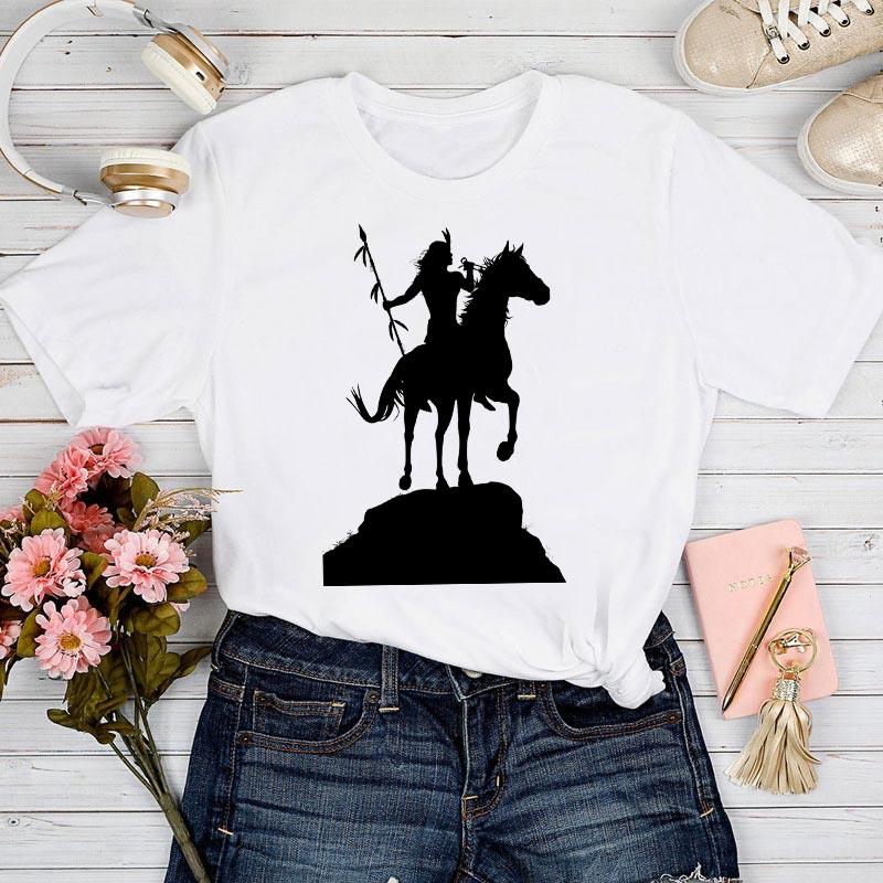 Modna koszulka damska 2025 Nadruk z kreskówkowym koniem Damska koszulka T-shirt Codzienna śmieszna koszulka dla pani Letnie ubrania dla kobiet Koszulki T-shirt