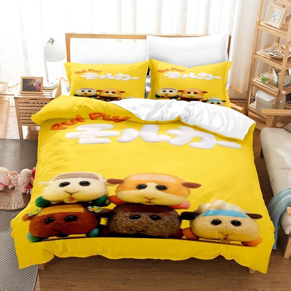 Pui Pui Molcar Bedding Set Single Twin Full Queen King Size Bed Set Adult Kid Bedroom Duvet Cover Sets 3D Anime Bed Sheet Set