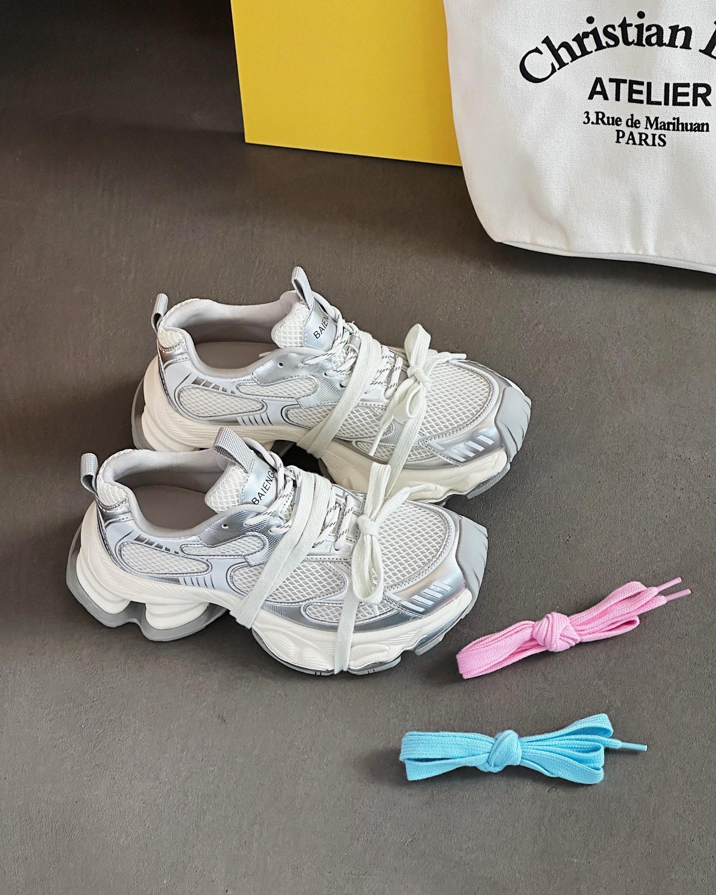 

Leather shoes for children, small people show height, new thick-soled heightening mesh dad shoes, breathable sports and leisure shoes 35 серебряный