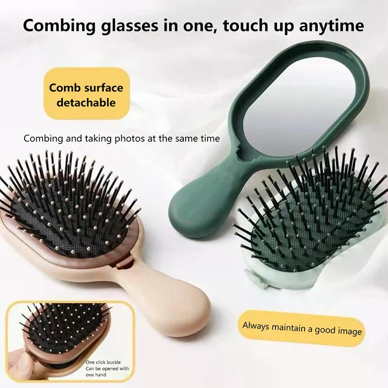 Detachable Air Cushion Comb With Mirror Scalp Hairbrush Detangle Anti Static Salon Hairdressing Styling Tool For Straight Curl