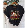 Sommer Damen 3D-Druck Rundhals Kurzarm T-Shirt Weihnachtskleid
