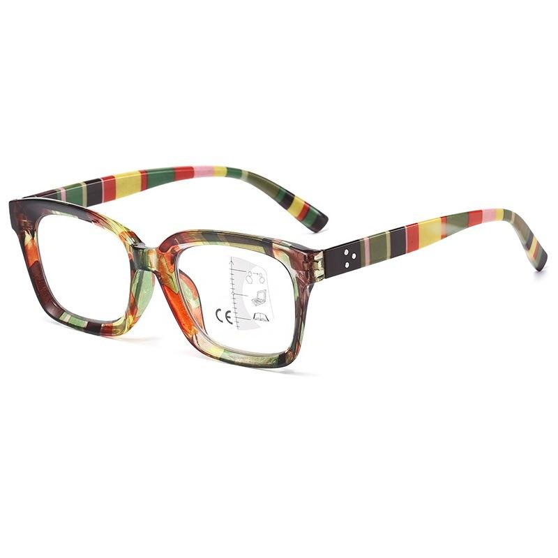 

Multifocal Anti-Blue Light Presbyopia Glasses for Women Striped Frame High-Definition Reading Eyewear Diopter +1.0 To +4.0 +4