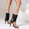 2025 Luxury Sexy Women Sandals Peep Toe Stiletto 10.5cm Lace Up Big Size 45 46 47 48 Fashion Party Shoes Thin Heels