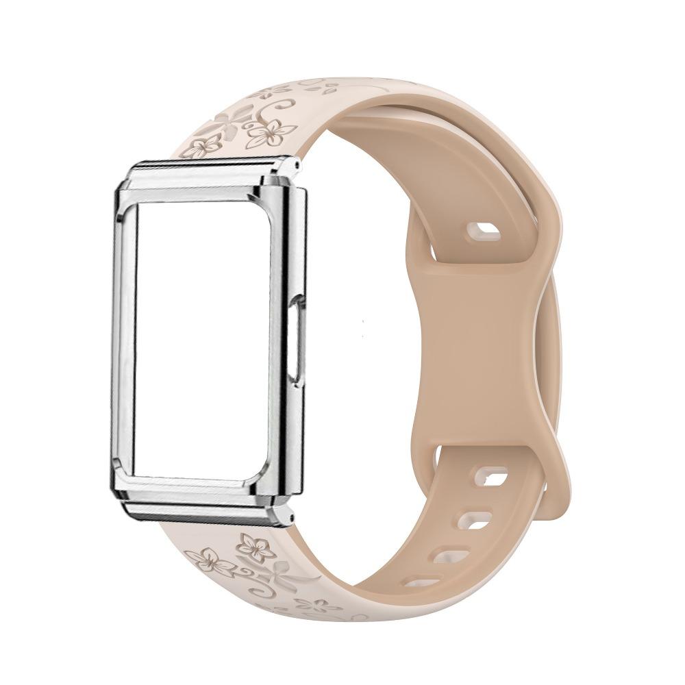 Metalowa rama etui ochronne + Dwukolorowy wytłaczany silikonowy pasek do Huawei Band 11 Pro
