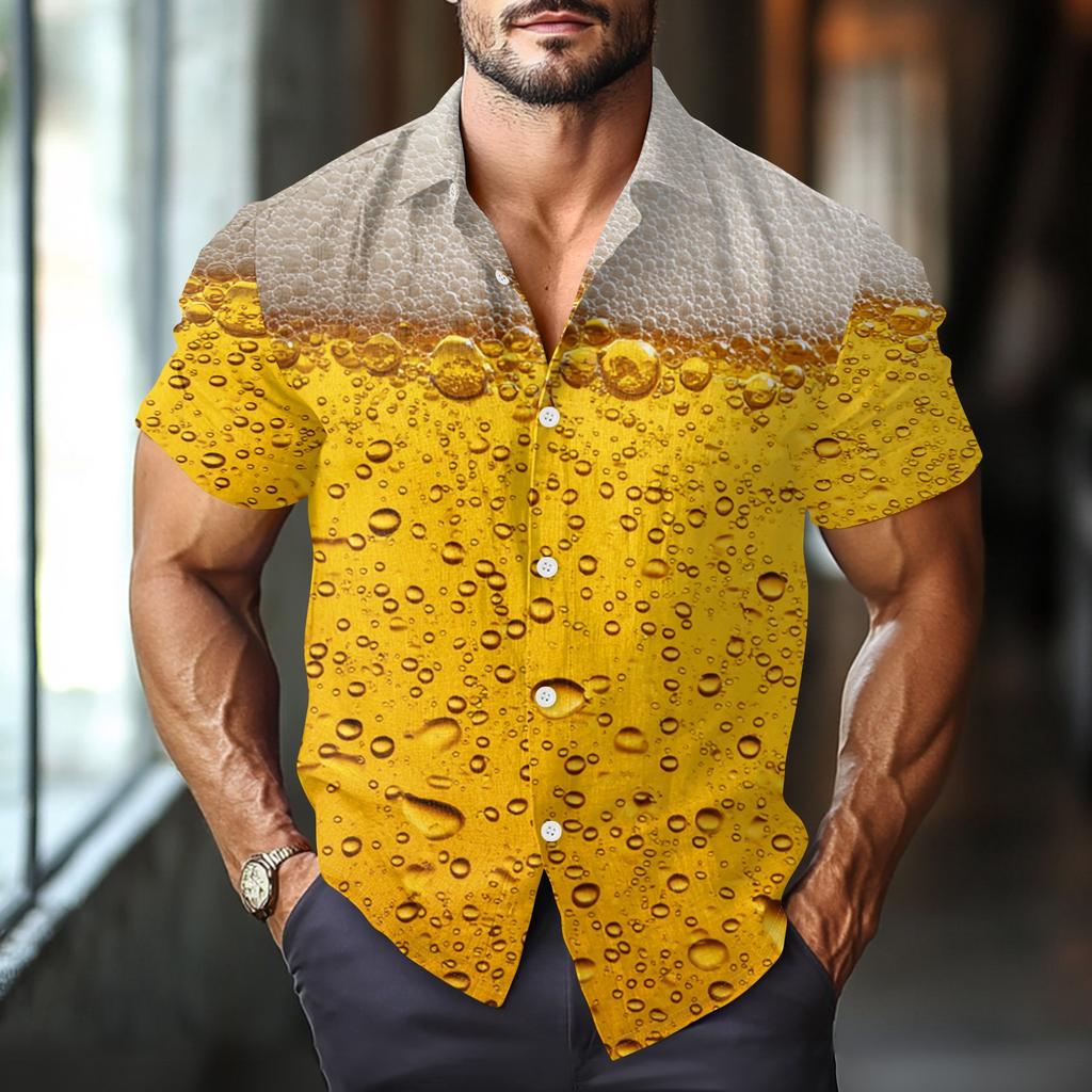 Men's Casual Casual Independence Day Print Short-sleeved Shirt