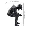 3D Printed Racing Style Seated Figurine Black Motorcyclist Art Statue  Desktop Decor