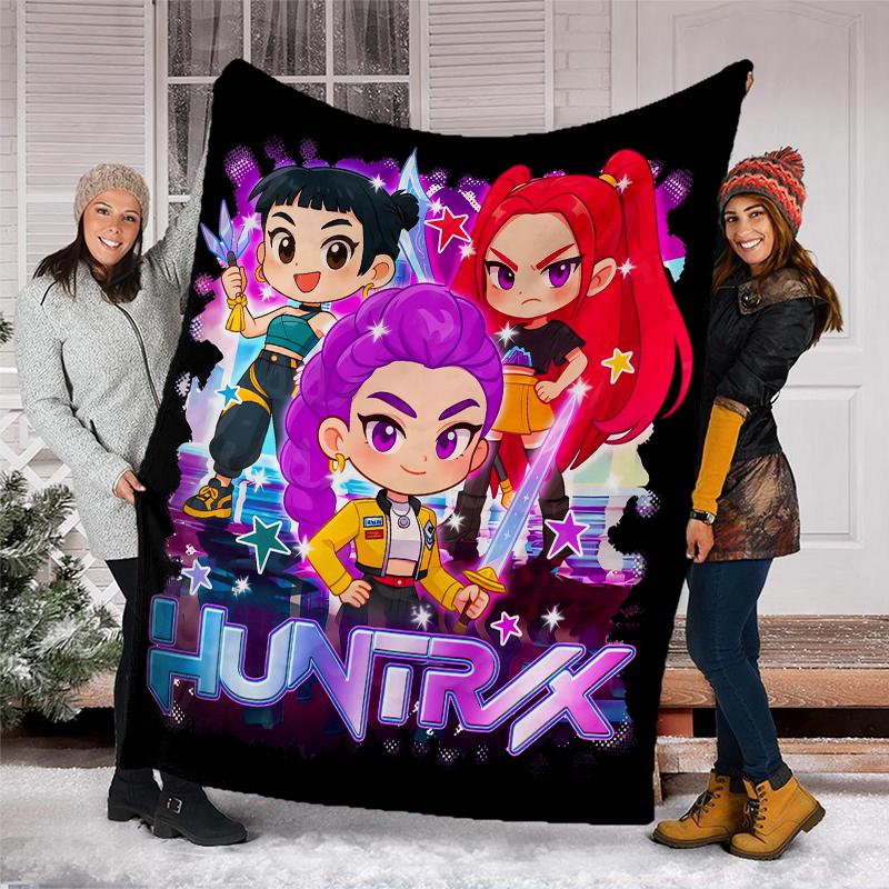 Coperta stampata a tema Cacciatori di Demoni KPop - Perfetta per divano, letto, viaggi e uso all'aperto | Lavabile in lavatrice, accogliente e resistente.