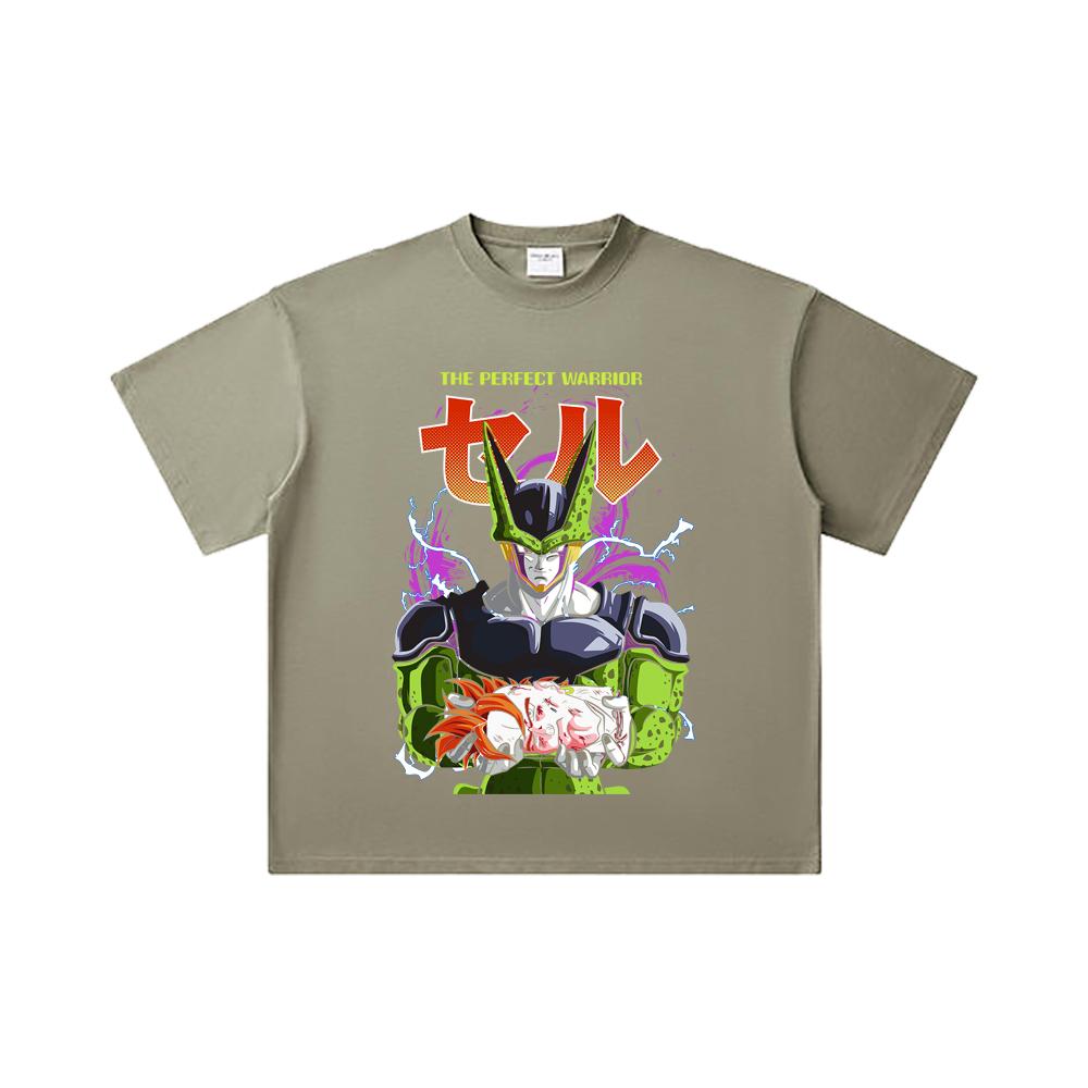 260 GSM Double Yarn 32 Count 100% Cotton Dragon Ball V46 Perfect Cell Print Unisex Heavy Cotton T Shirt