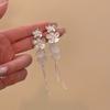 Design sense super fairy shell flower fringed earrings s111 silver needle high sense exaggerated long stud earrings temperament earrings