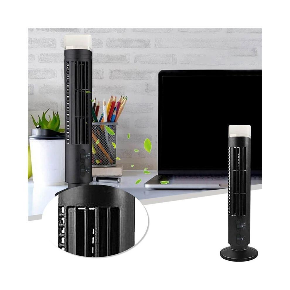 Tragbarer Luftkühler Ventilator, Stromlinienförmiger Turmventilator mit LED, Starker Wind, Platzsparend, USB-Schnittstelle Schwarz