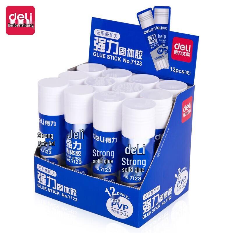 deli 7123 Strong Adhesive PVP Glue Sticks, 36g (12-pack)