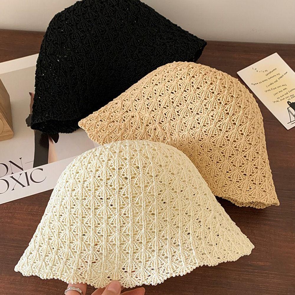 Summer Fisherman Cap Hollow Basin Cap Trendy Weaving Cap  Ladies