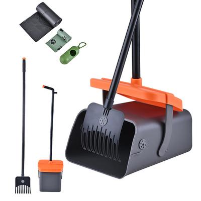 Yousheng Dog Pooper Scooper Long Handle Swivel Bin And Rake Pooper Scooper Kit with 35 Waste Bags for Lawn Yard Dog Kennel
