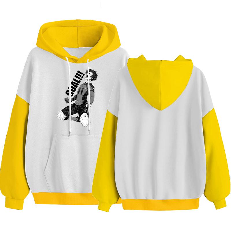 

Толстовки с капюшоном в стиле аниме Blue Lock Isagi Yoichi, готическая манга с принтом, уличная одежда с капюшоном для мужчин и женщин, модные лоскутные толстовки с длинными рукавами 4XL белый