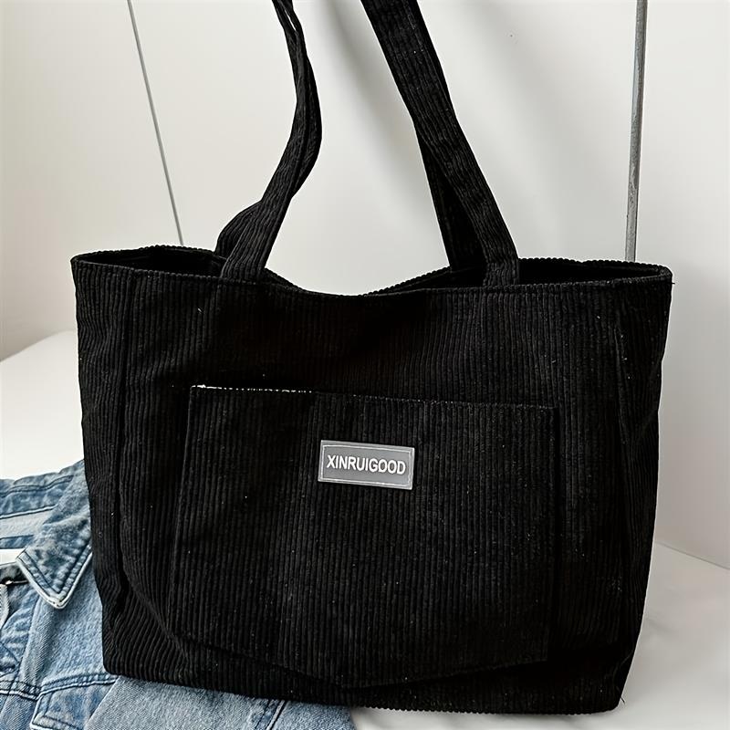

Women s Corduroy Shoulder Tote Bag, Casual Large Capacity Fashi Handbag for Going Out, Purses and Handbags Designer Bag чёрный