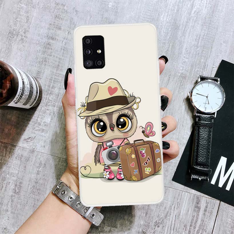 

Милый чехол для телефона с сердечками совы для Samsung Galaxy A12 A22 A32 A42 A52 A72 A51 A71 5G A41 A31 A21 A02S M12 M21 M31 M30S Fundas Samsung A71 5G