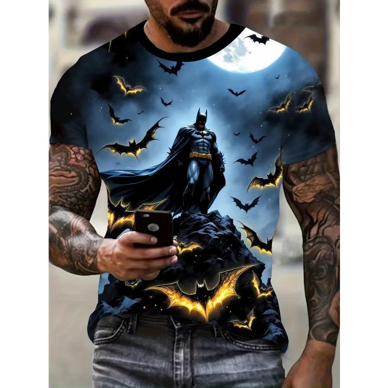 Marvel Men's Batman Graphic T-Shirt Short Sleeve Summer Tee with Bat Signal Bats Print Superhero T shirt
