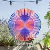 Clopoțel de vânt suspendat cu model Aurora Design artistic metalic rotativ Dungi roz mov albastru Cârlig 360 pentru decor balcon grădină Tot sezonul