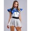 Woman's Outerspace Astronaut Alien Robot Cosplay Costume Metallic Cap Sleeve Tutu Dance Dress for Carnival Festival Halloween