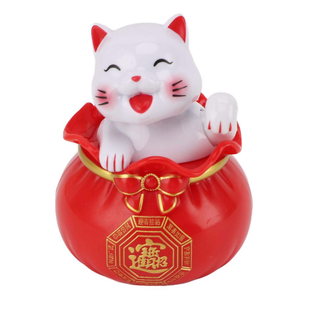 Solar Powered Lucky Cat Lucky Wealth Welcoming Cat Car Decor Desktop Cash Register Opening