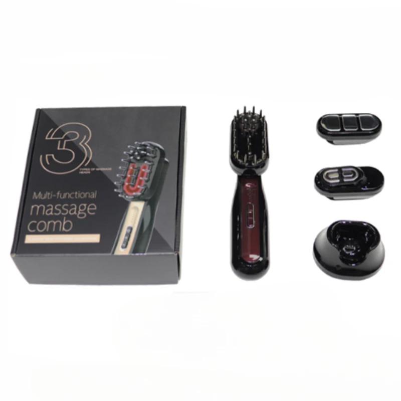 

Электрическая массажная расческа 3 в 1 EMS Красный Синий свет Многофункциональная массажная машина для ухода за кожей головы Выпадение волос Расческа Массаж всего тела чёрный